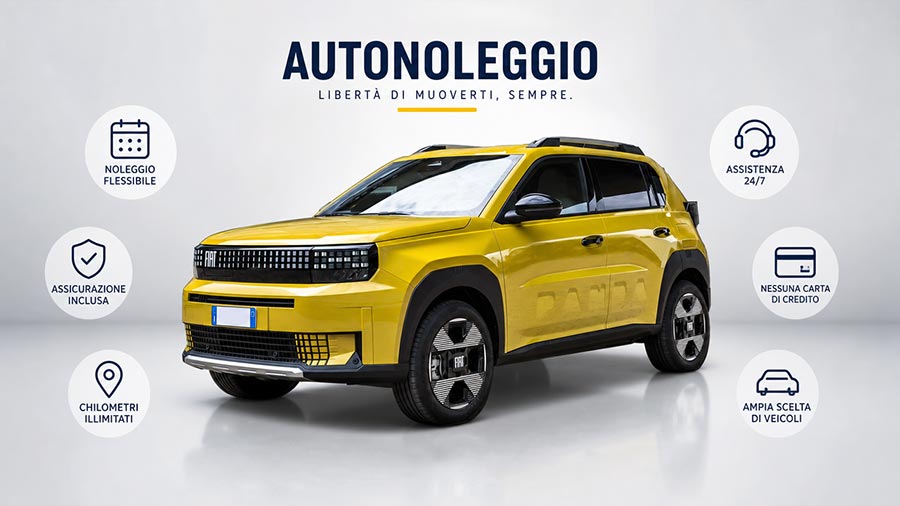 veicolo moderno con icone da autonoleggio